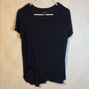 Halogen Womens T-Shirt Top Small Black Rayon Spandex Short Sleeve Stretch Casual